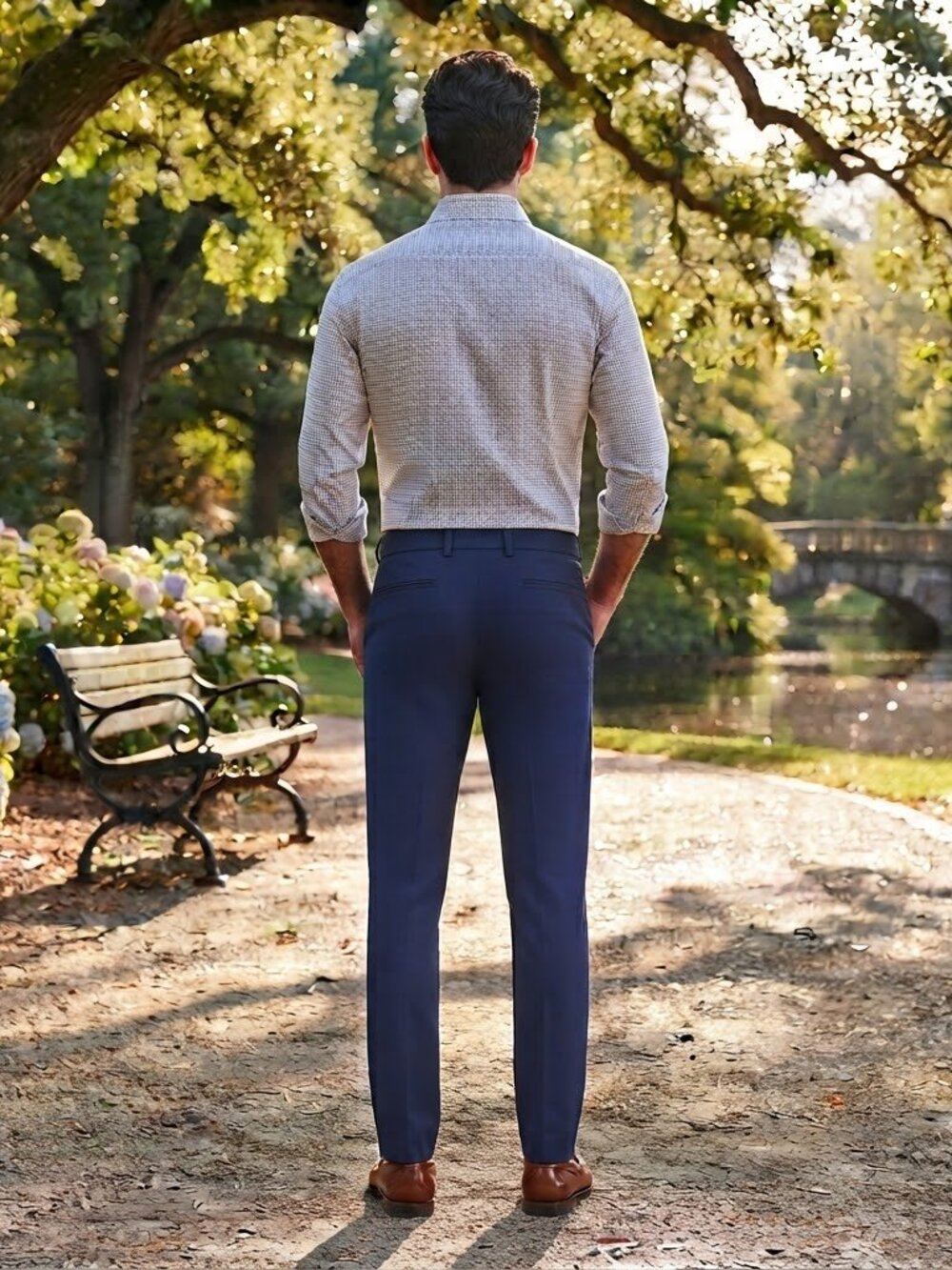 Kenneth Cole Techni-Cole Performance Slim Fit Pants, Size 32 x 32, Blue NWT - Picture 2 of 4